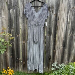 Black/White Split Romper Maxi Dress